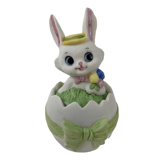 Lefton China Other - Lefton China Bunny Rabbit Easter Trinket Box Hand Painted Bisque Porcelain 2581